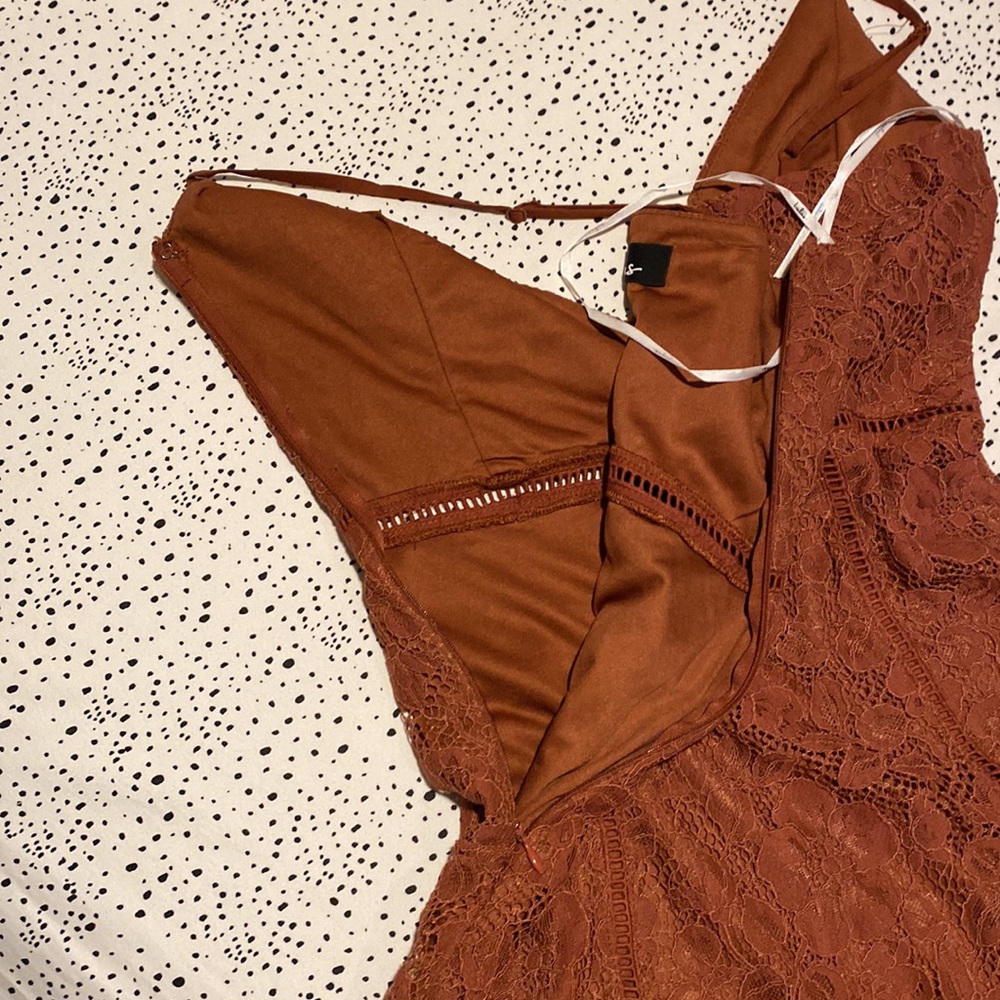 Rust Colored, Ruffled Mini Dress - image 5